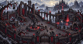Crimson Gothic Citadel wallpaper