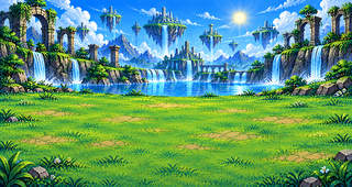Floating Island Waterfall wallpaper