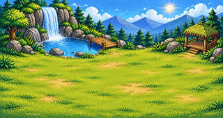 Mountain Waterfall Retreat wallpaper