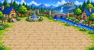 Riverside Castle Courtyard wallpaper