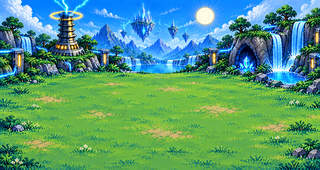 Techno Sky Meadow wallpaper